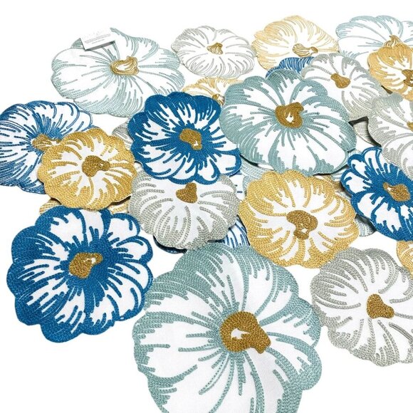 Floral Embroidered Table Runner Flowers Cut Out Summer Spring Decor 70"x14" - Picture 3 of 4